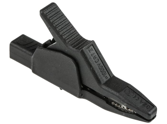 Hirschmann Test & Measurement Crocodile Clip 4 mm Connection, Brass Contact, 32A, Black