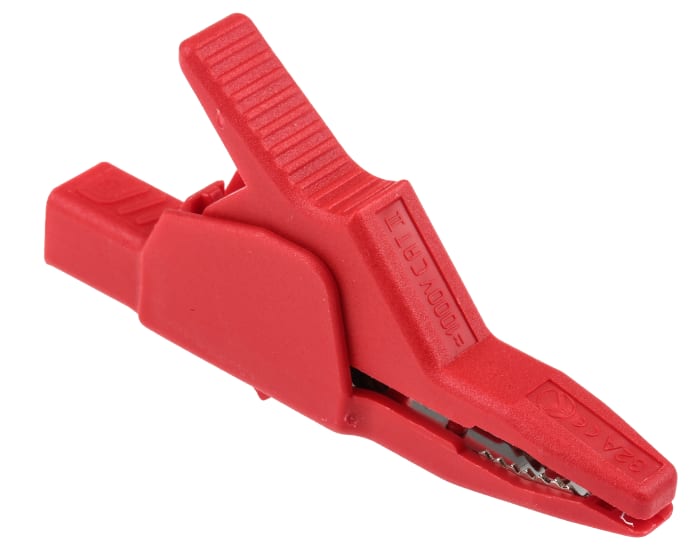 Hirschmann Test & Measurement Crocodile Clip 4 mm Connection, Brass Contact, 32A, Red