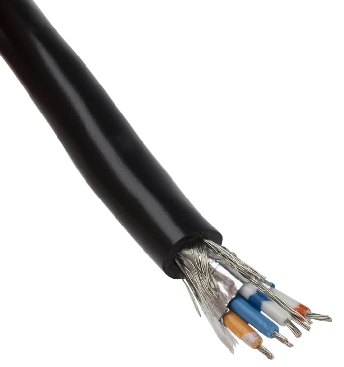 Alpha Wire Multipair Industrial Cable, 2 Pairs, 0.456 mm², 22 AWG, Screened, 305m, Black Sheath
