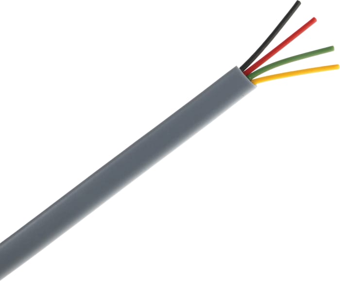 Câble téléphonique RS PRO 4 conducteurs, 26 AWG 2 paires, Non blindé, 0,14 mm² Gris, Gaine PVC