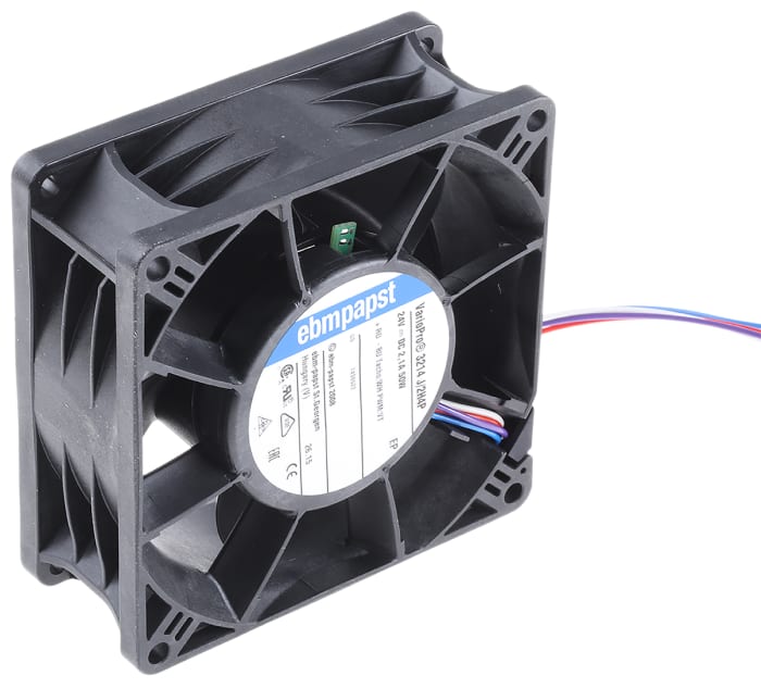ebm-papst 3200 J - S-Force Series Axial Fan, 24 V dc, DC Operation, 280m³/h, 50W, 92 x 92 x 38mm