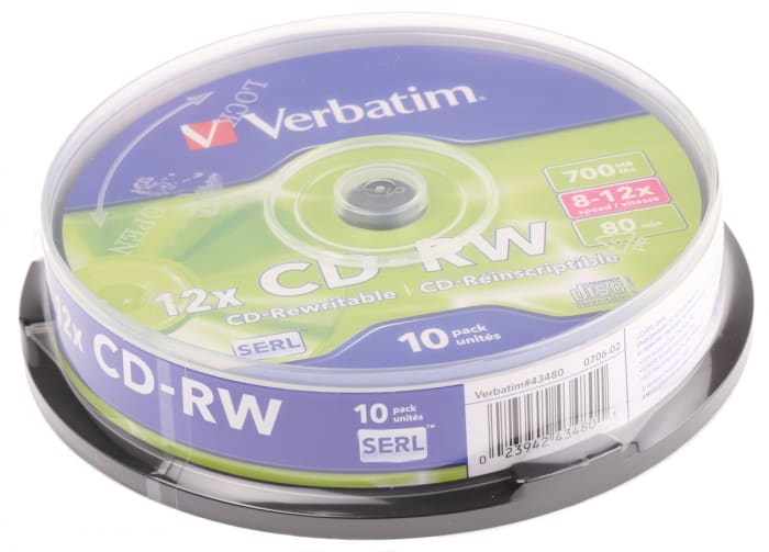 Verbatim CD-RW, 700 MB, 12X, 10 Pack