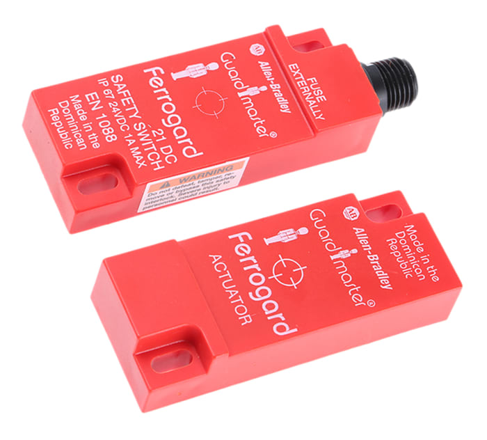 Allen Bradley Guardmaster 440N Series Magnetic Non-Contact Safety Switch, 24V dc, Plastic Housing, 2NC, 6-Pin Micro QD