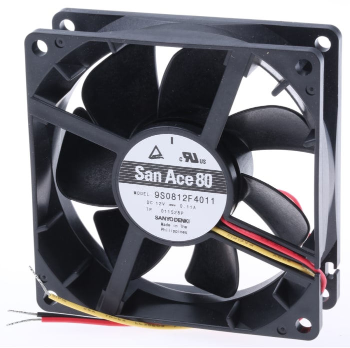 Ventilateur axial San Ace 9S Sanyo Denki 12 V c.c., 55.8m³/h, 80 x 80 x 25mm, 1.32W