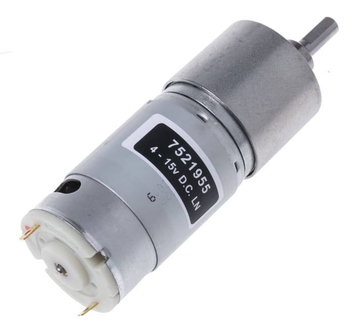RS PRO Geared DC Motor, 11 W, 4.5 → 15 V dc, 206 gcm, 5216 rpm, 6mm Shaft Diameter