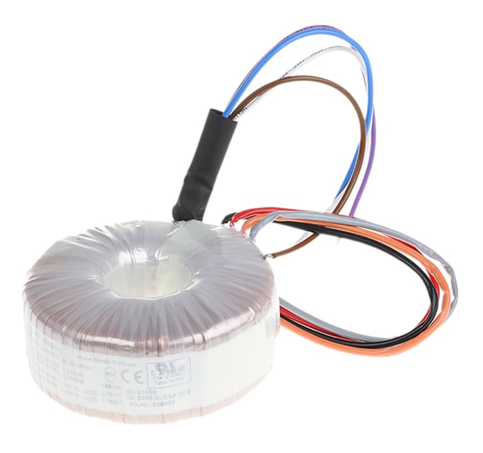 Transformateur torique Block 2 sorties, 115 V ac, 230 V ac → 2 x 24V c.a., 160VA