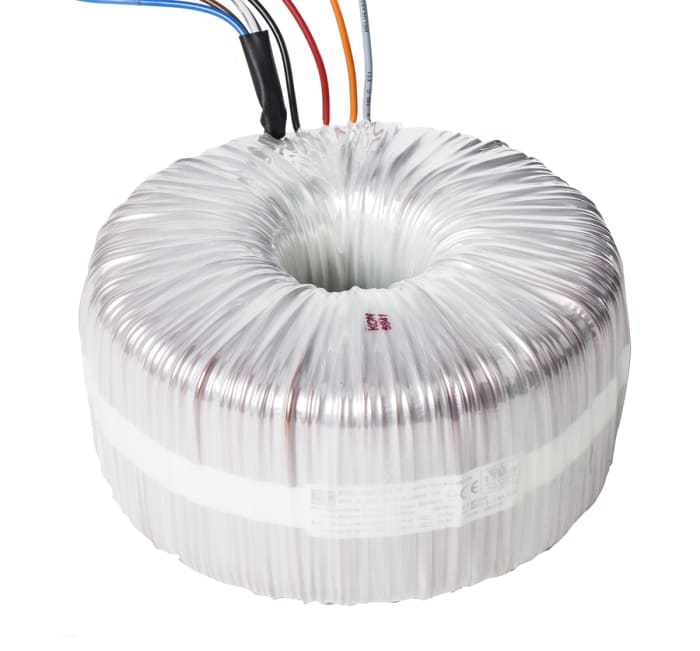 Toroidní transformátor, počet výstupů: 2, sekundární napětí: 2 x 115V ac, Kabely