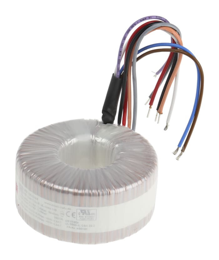 Toroidní transformátor, počet výstupů: 2, sekundární napětí: 2 x 24V ac, Kabely