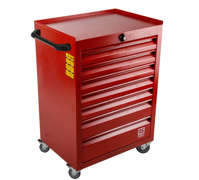 RS PRO 7 Drawer Steel Wheeled Tool Chest