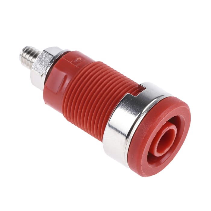 Schutzinger Red Female Banana Socket, 4 mm Connector, Screw Termination, 32A, 1000V, Nickel Plating