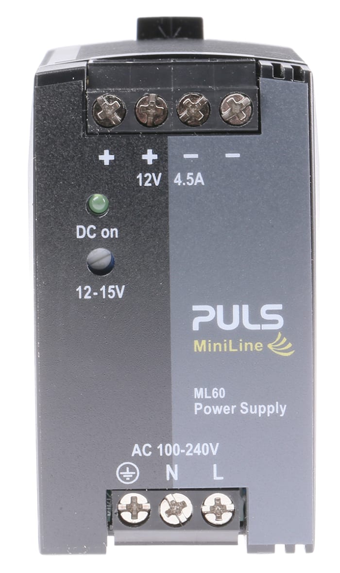 PULS MiniLine MLY DIN Rail Power Supply, 100 → 240V ac ac Input, 12V dc dc Output, 4.5A Output, 54W
