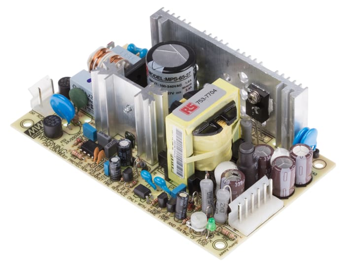Mean Well Embedded Switch Mode Power Supply SMPS, MPS-65-27, 27V dc, 2.4A, 64.8W, 1 Output, 127 → 370 V dc, 90