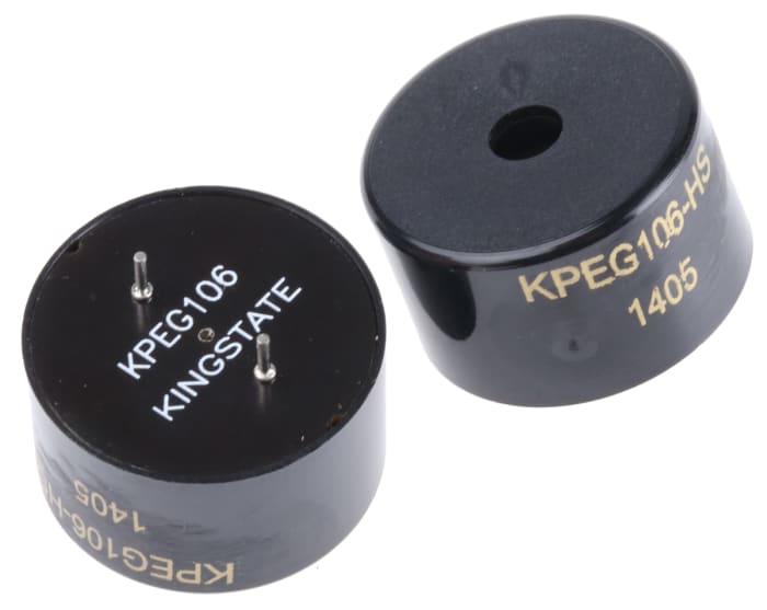 RS PRO 88dB Through Hole Square Wave External Piezo Buzzer, 22.8 (Dia.) x 13.5mm, 30V ac Max