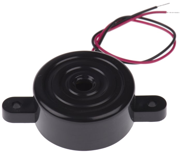 RS PRO 86dB Panel Mount Continuous Internal Piezo Buzzer, 33.7 (Dia.) x 14.5mm, 3V dc Min, 28V dc Max