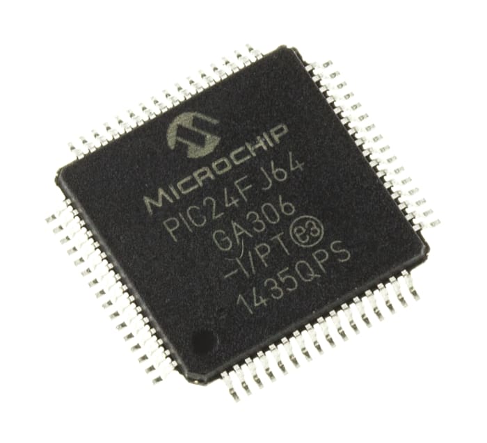 Microchip, 16bit PIC, PIC24FJ Microcontroller, 32MHz, 64 kB Flash, 64-Pin TQFP