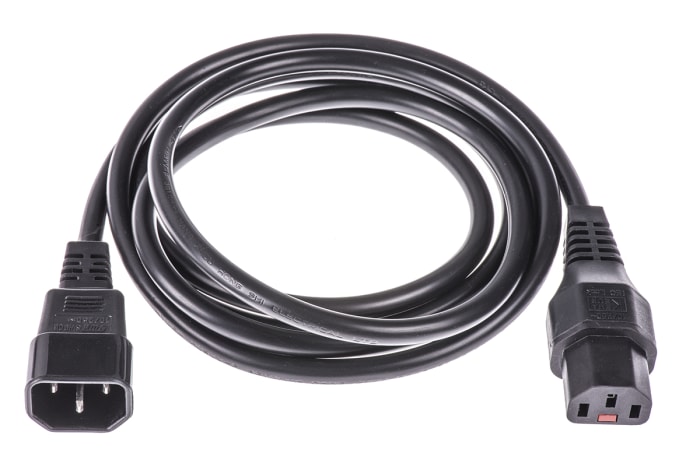 Napájecí kabel 2m, A: IEC C13, B: IEC C14, 10 A, 250 V Schaffner