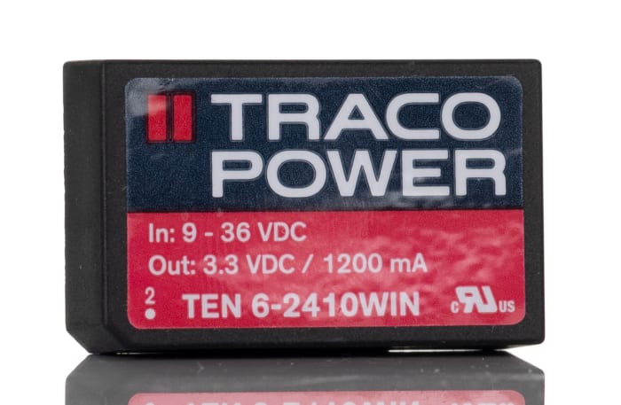 TRACOPOWER TEN 6WIN DC-DC Converter, 3.3V dc/ 1.2A Output, 9 → 36 V dc Input, 6W, Through Hole, +85°C Max Temp