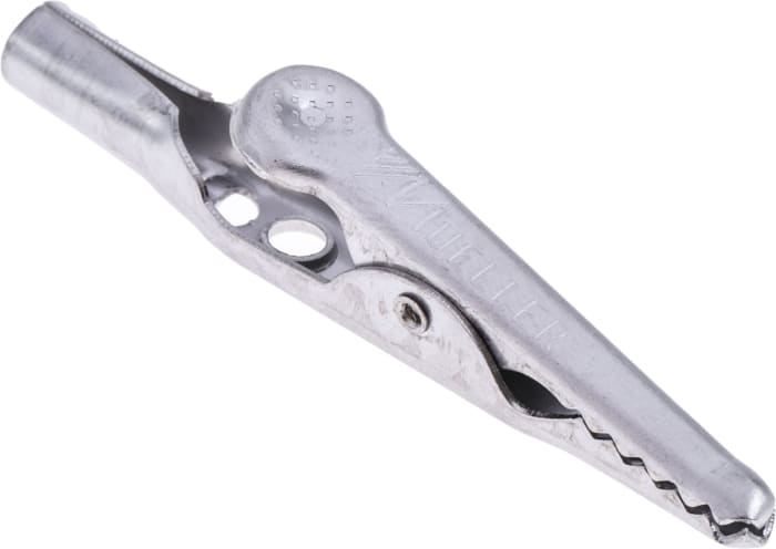 Mueller Electric Crocodile Clip 4 mm Connection, Stainless Steel Contact, 10A