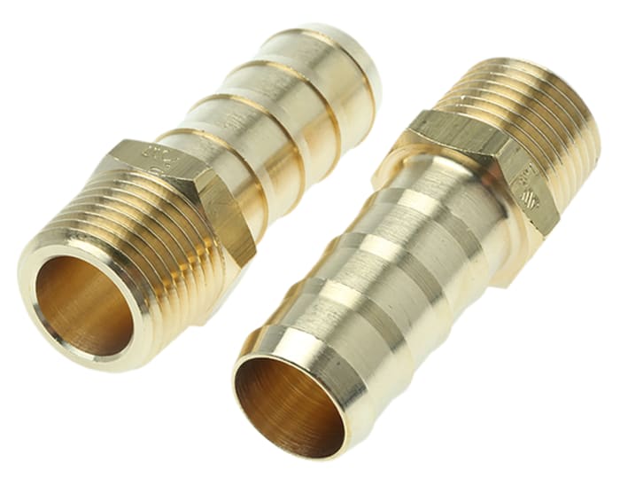 Legris Brass Pipe Fitting, Straight Threaded Tailpiece Adapter, Male R 1/2in to Male 16mm