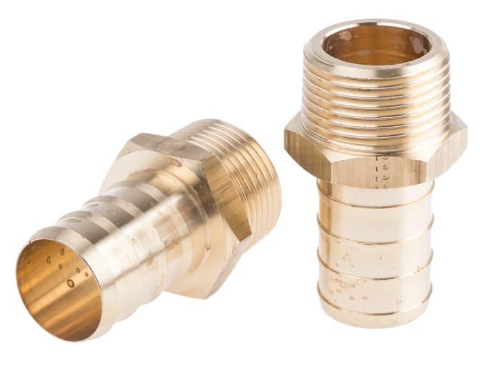 Legris Brass Pipe Fitting, Straight Threaded Tailpiece Adapter, Male R 1in to Male 25mm