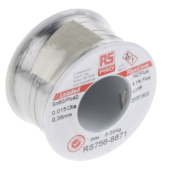 RS PRO, RS PRO Wire, 0.4mm Lead solder, 183°C Melting Point, 756-8871