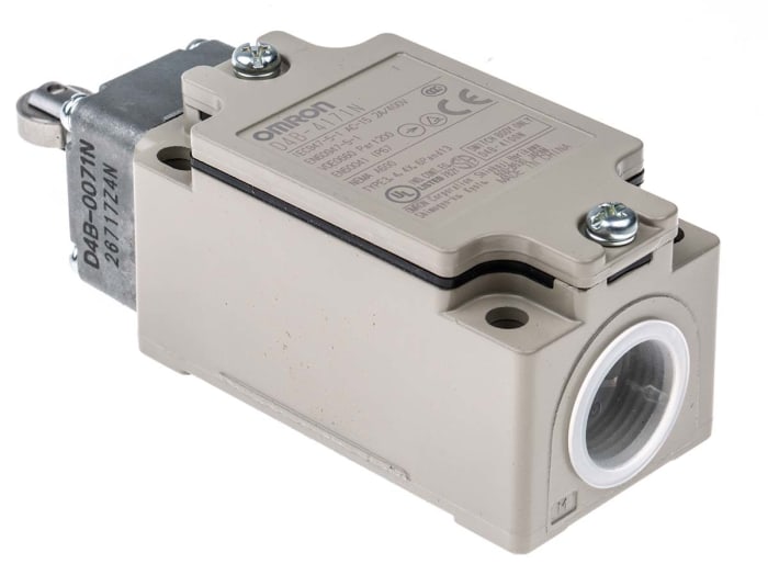Omron D4B-N Series Roller Plunger Interlock Switch, NO/NC, IP67, DPST, Metal Housing