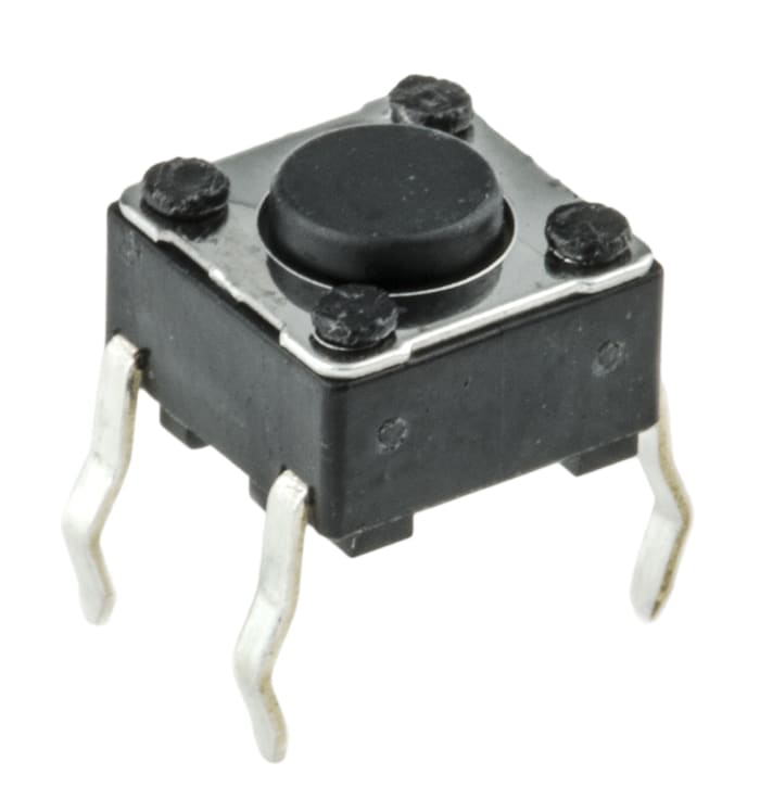 Alps Alpine Black Stem Tactile Switch, SPST 50 mA @ 12 V dc 4.3mm Surface Mount