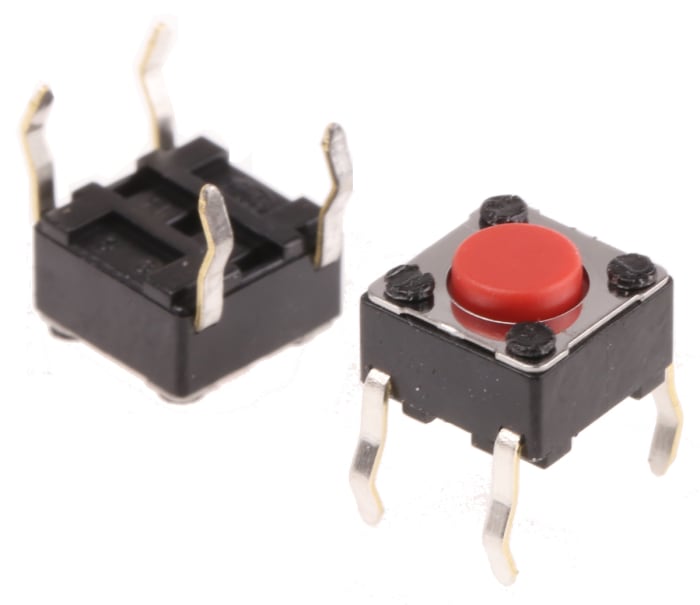 Alps Alpine Red Stem Tactile Switch, SPST 50 mA @ 12 V dc 4.3mm Surface Mount