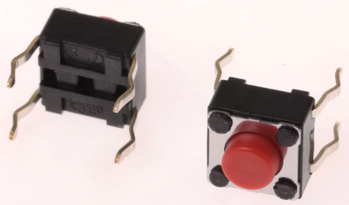 Red Stem Tactile Switch, SPST 50 mA @ 12 V dc 5mm