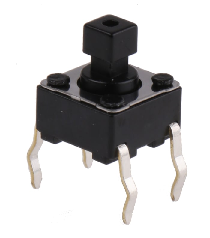 Alps Alpine Black Stem Tactile Switch, SPST 50 mA @ 12 V dc 7.3mm Surface Mount