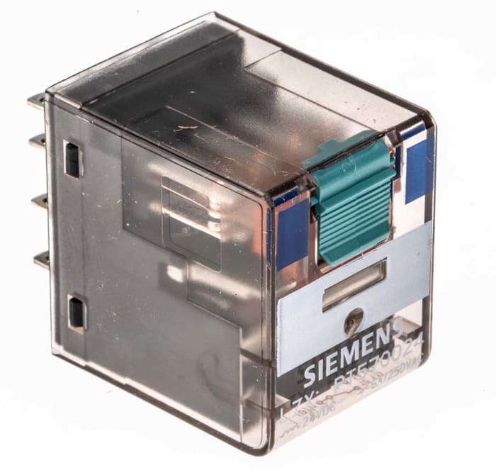 Siemens Plug In Power Relay, 24V dc Coil, 6A Switching Current, 4PDT