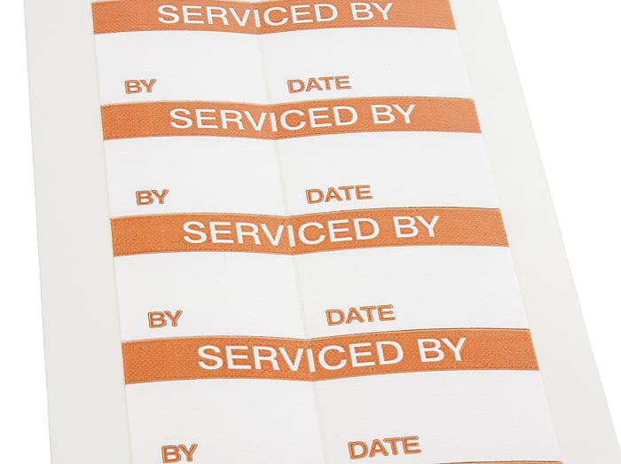 RS PRO Adhesive Pre-Printed Adhesive Label-Serviced By-. Quantity: 140
