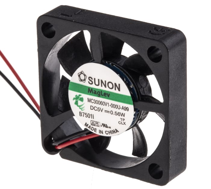 Sunon MC Series Axial Fan, 5 V dc, DC Operation, 8.33m³/h, 560mW, 112mA Max, 30 x 30 x 6mm