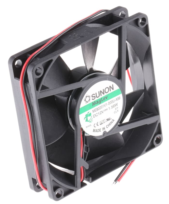 Sunon ME Series Axial Fan, 12 V dc, DC Operation, 61.2m³/h, 1.56W, 130mA Max, 80 x 80 x 20mm