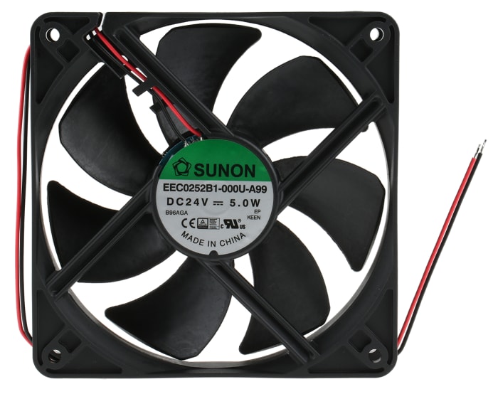 Ventilador Axial Sunon EE de 120 x 120 x 25mm, 24 V dc, 5W, 3100rpm, caudal 184m³/h, 44.5dB