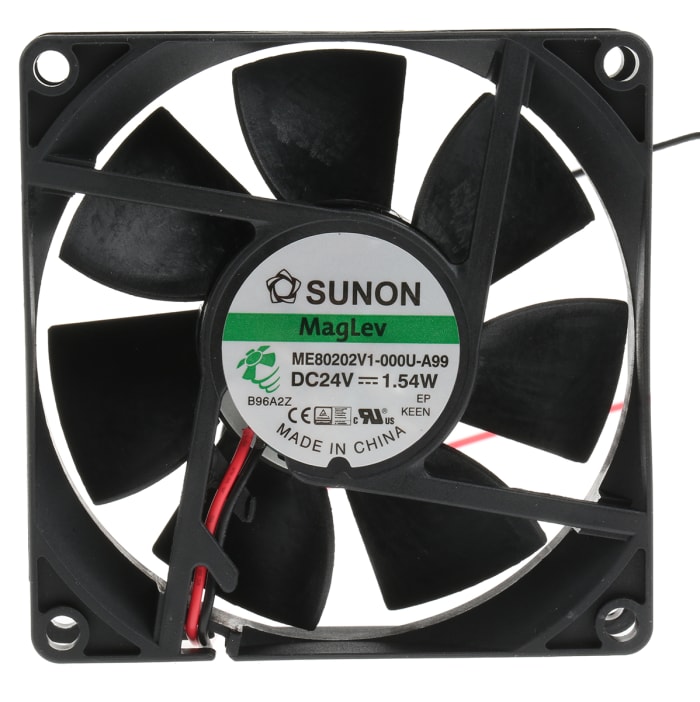 Sunon ME Series Axial Fan, 24 V dc, DC Operation, 61.2m³/h, 1.54W, 64mA Max, 80 x 80 x 20mm