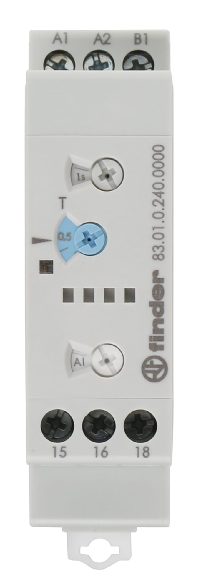Finder 83 Series Series DIN Rail Mount Timer Relay, 24 → 240V ac/dc, 1-Contact, 0.05-10 s, 0.05-10 d, 0.05-10
