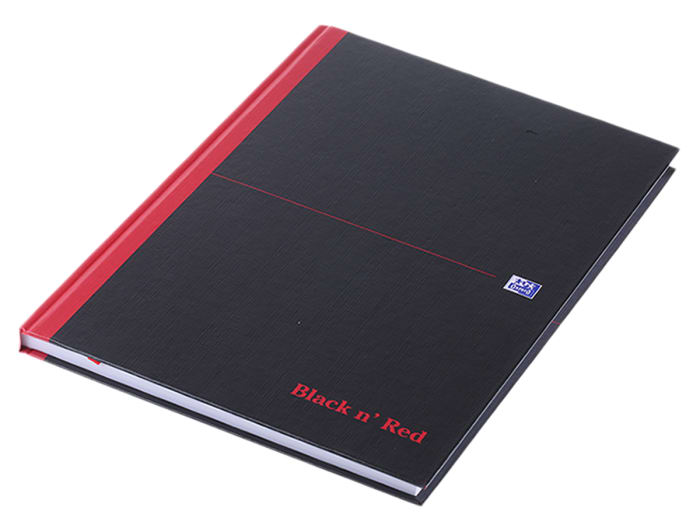 Black n Red A4 Casebound Hardcover Notepad, 96 Ruled Sheets