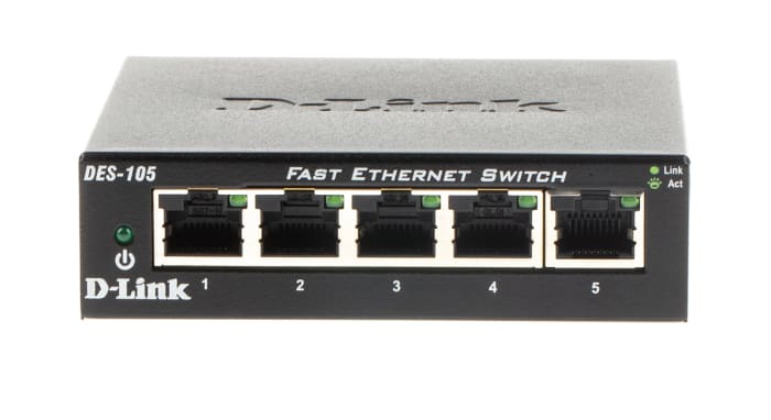 D-Link 5-Port Fast Ethernet Switch, Unmanaged 5 Port Network Switch, UK