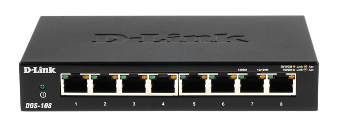 D-Link 8-Port Gigabit Unmanaged Desktop Switch DGS-105, Unmanaged 8 Port Network Switch, UK