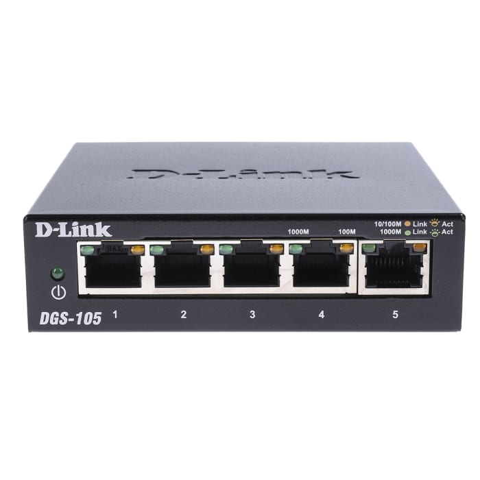 D-Link 5-Port Gigabit Unmanaged Desktop Switch DGS-105, Unmanaged 5 Port Network Switch, UK