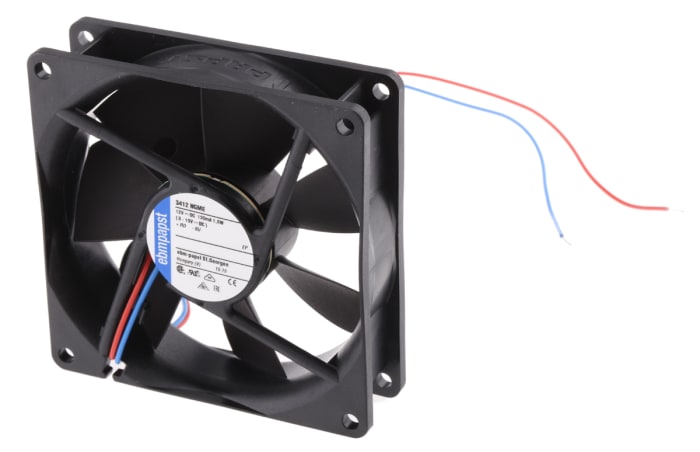 ebm-papst 3400 N Series Axial Fan, 12 V dc, DC Operation, 72m³/h, 1.6W, 92 x 92 x 25mm