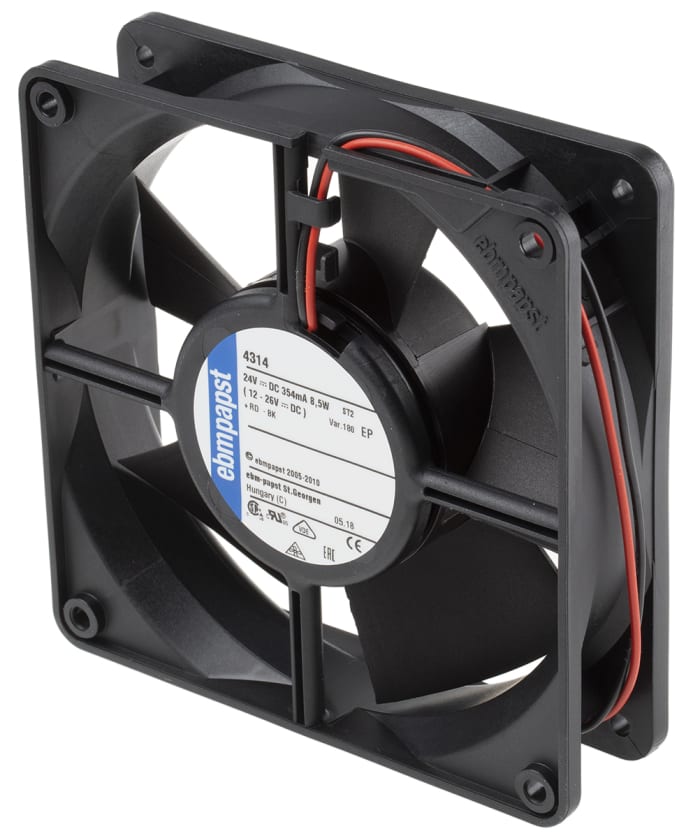 ebm-papst 4300 Series Axial Fan, 24 V dc, DC Operation, 204m³/h, 8.5W, 119 x 119 x 32mm