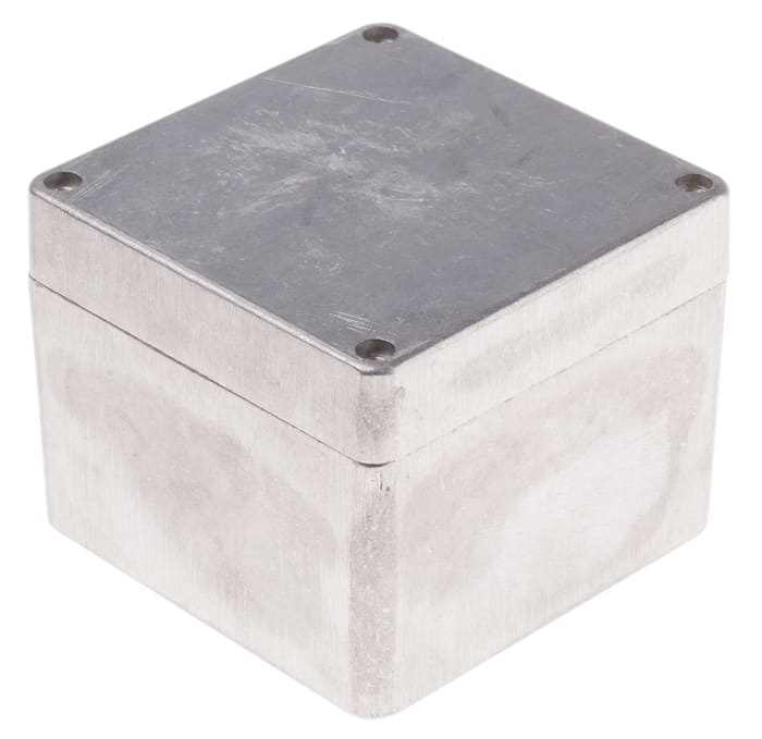 RS PRO Silver Die Cast Aluminium Enclosure, IP66, Silver Lid, 100 x 100 x 81mm