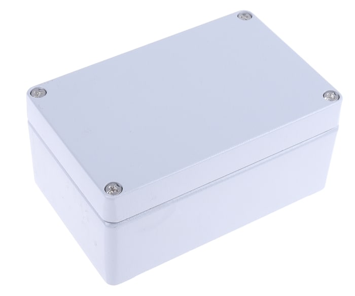 RS PRO Grey Die Cast Aluminium Enclosure, IP66, Grey Lid, 125 x 80 x 57mm