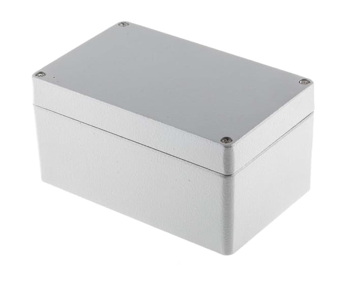 RS PRO Grey Die Cast Aluminium Enclosure, IP66, Grey Lid, 160 x 100 x 81mm