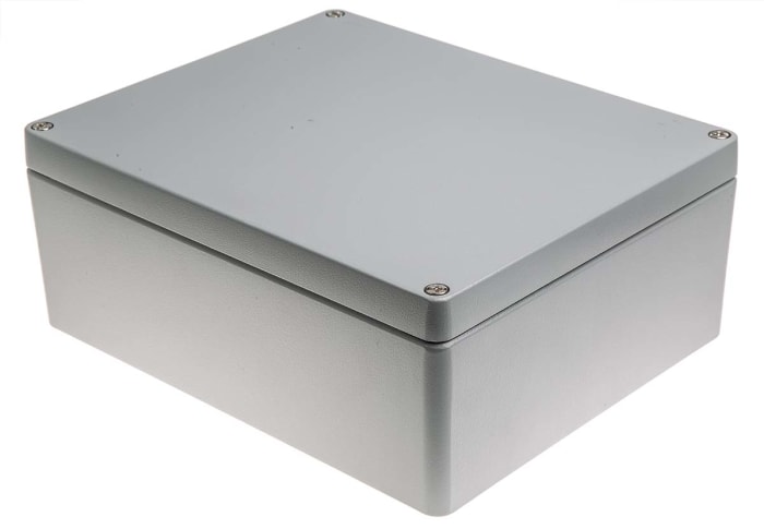 RS PRO Grey Die Cast Aluminium Enclosure, IP66, Grey Lid, 280 x 230 x 110mm