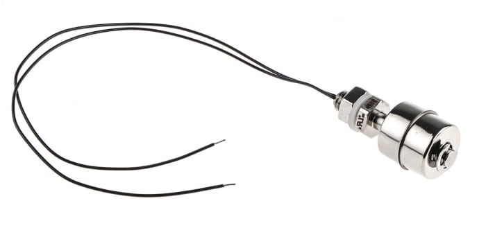 RS PRO Vertical Stainless Steel Float Switch, Float, 300mm Cable, NO/NC, 250V ac Max, 200V dc Max