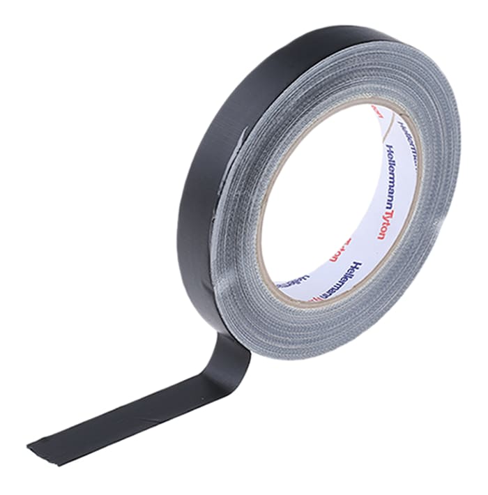 HellermannTyton Matt Black Cloth Tape, 19mm x 25m, 0.31mm Thick