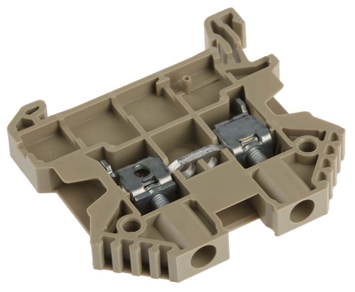 Bloc de jonction rail DIN RS PRO, 4mm², A visser, Beige